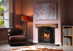Woodtec 5kW on Low Leg Stand in Inglenook scaled