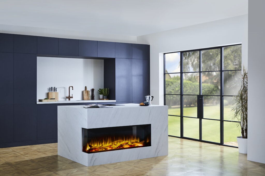 iRange i1250e Deep in Kitchen with Orange Flame and Driftwood Logs scaled