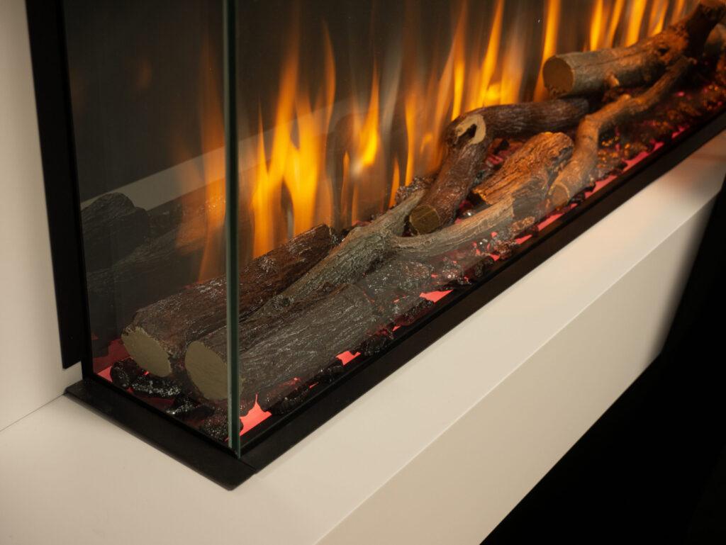 iRange Slimline Woodland Log Fuel Bed Orange Flame scaled