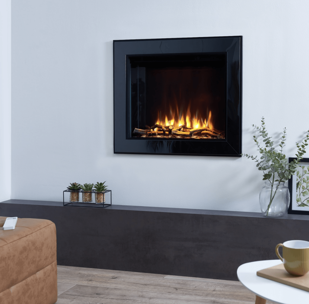iRange i560e Slimline with Log Fuel Bed in BlackNickel Prestige Trim