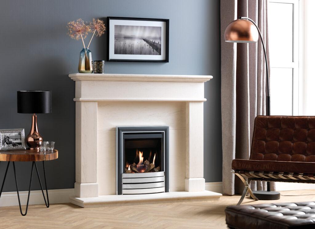 Core BF Chrome Black Elite Fascia in Balmoral Suite with Mixed Logs