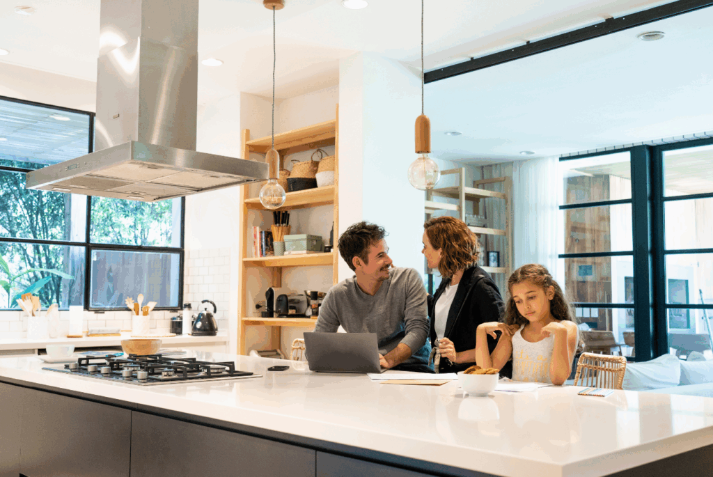 Family in kitchen
